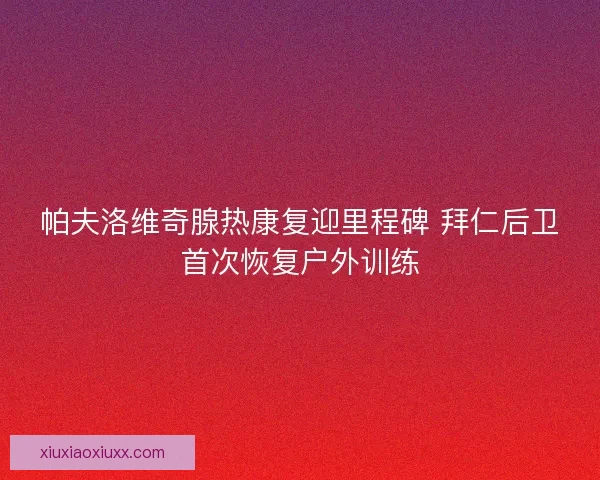 帕夫洛维奇腺热康复迎里程碑 拜仁后卫首次恢复户外训练